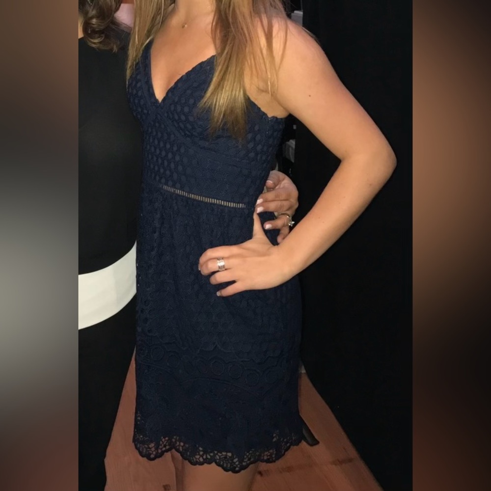 Pretty navy blue eyelet v neck dress. Perfect condition and worn once.